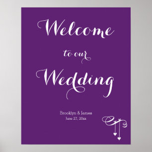 Customised Purple Wedding Reception Sign 16x20
