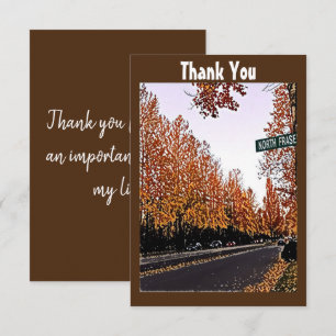 Customised Quote Brown Watercolor Fall Trees Thank You Card