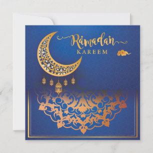 Customised Ramadan Kareem Mubarak Blue & Golden 5 Holiday Card