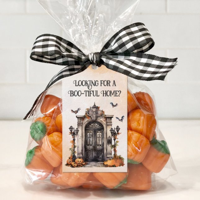 Customised Real Estate Halloween Pop By Gift Tags (Personalized Halloween Pop By Gift Tag for Real Estate)