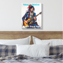 Customised Rebel Girl Guitarist Art Inspirational