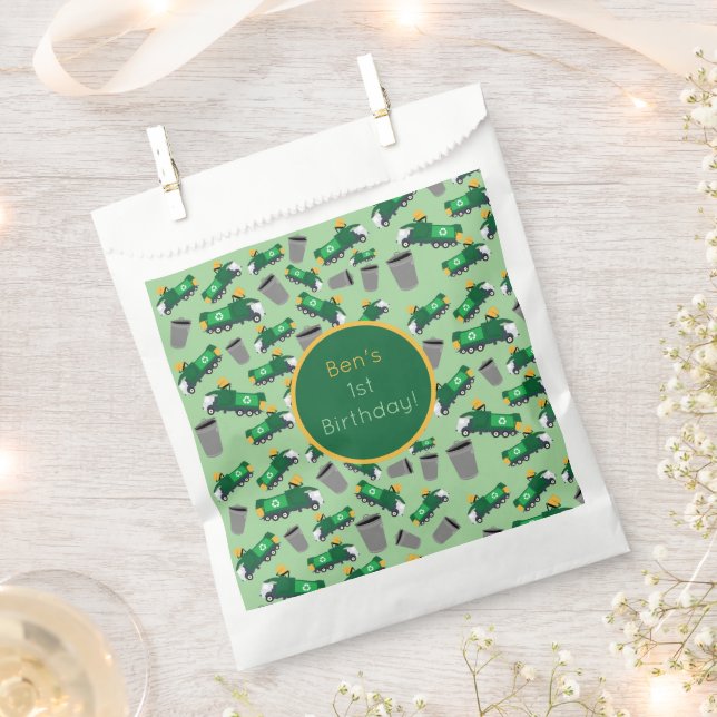 Customised Recycling Garbage Truck Pattern Favour Bag (Clipped)