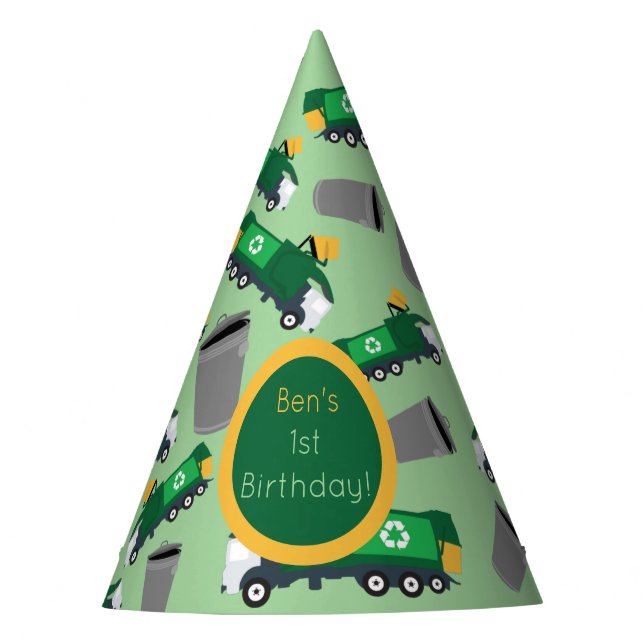 Customised Recycling Garbage Truck Pattern Party Hat (Front)