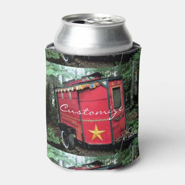 Customised Red Gypsy tiny caravan Can Cooler (Can Front)