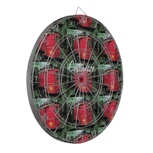 Customised Red Gypsy tiny caravan Dartboard (Front Left)