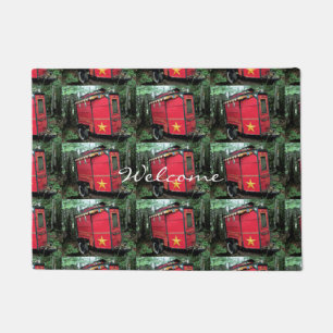 Customised Red Gypsy tiny caravan Doormat