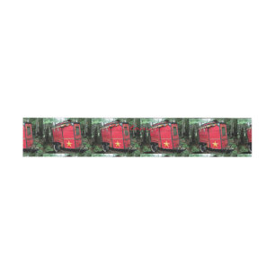 Customised Red Gypsy tiny caravan On caravan Invitation Belly Band