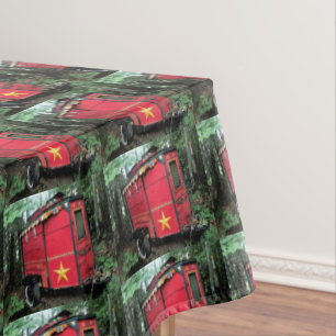 Customised Red Gypsy tiny caravan Tablecloth