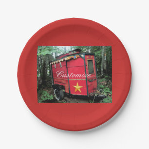 Customised Red Gypsy tiny caravan Thunder_Cove Paper Plate