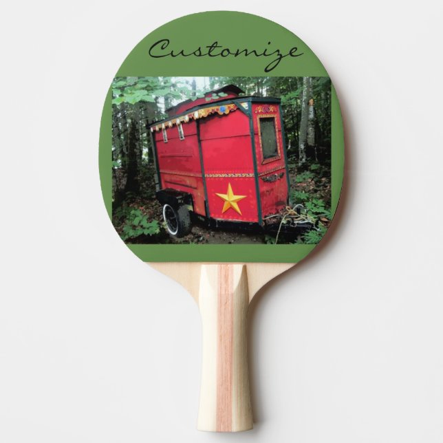 Customised Red Gypsy tiny caravan Thunder_Cove Ping Pong Paddle (Front)