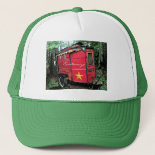 Customised Red Gypsy tiny caravan Trucker Hat