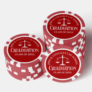 Customised Red Law School Graduation Party Poker Chips