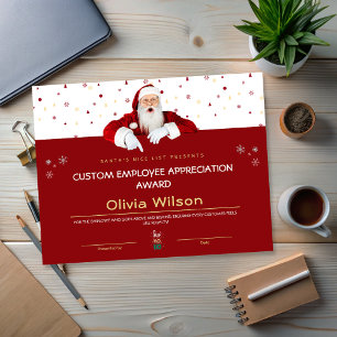 Customised Red Santa Christmas Awards for Employee