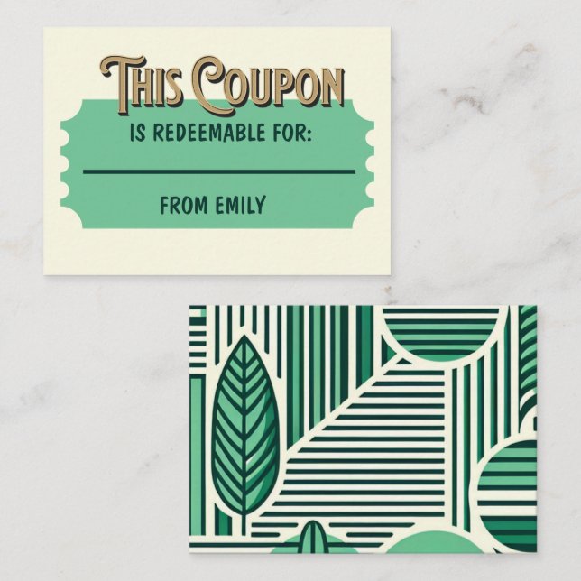 Customised Redeemable Ticket Gift Idea Coupon Card (Front/Back)