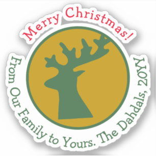 Customised Reindeer Head Green Red Gold Christmas