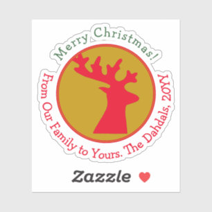 Customised Reindeer Head Red Green Gold Holiday