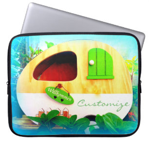 Customised retro camper casa laptop sleeve