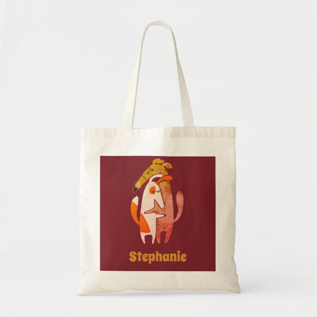 Customised Retro Podenco Dog and Galgo  Tote Bag (Front)