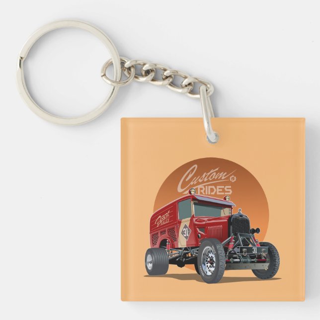 Customised retro race car concept key ring (Front)