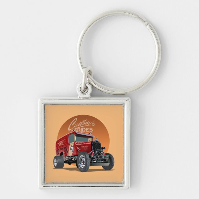 Customised retro race car concept key ring (Front)