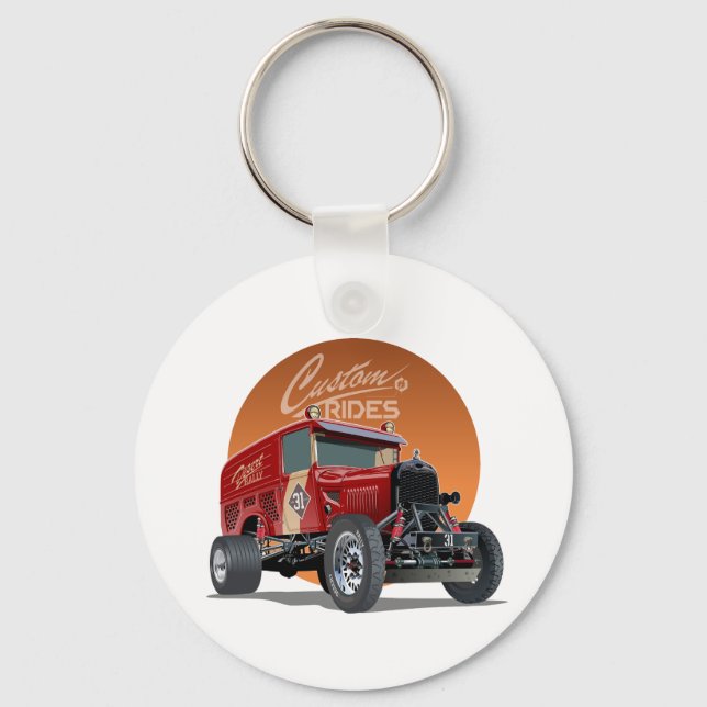 Customised retro race car concept key ring (Front)