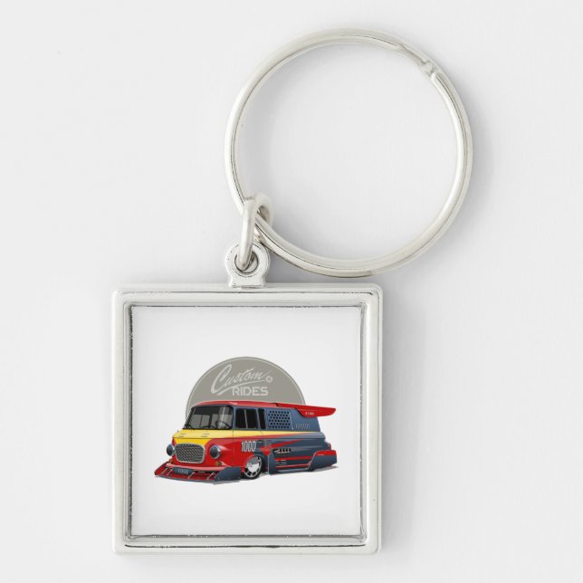 Customised retro race van concept key ring (Front)