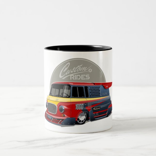 Customised retro race van concept Two-Tone coffee mug (Center)