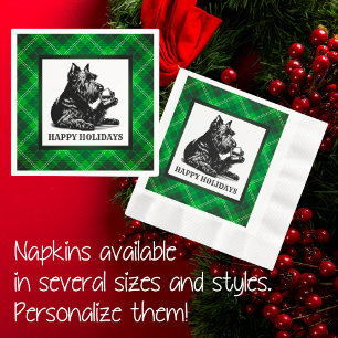 Customised Retro Scotty Dog Tartan Napkin