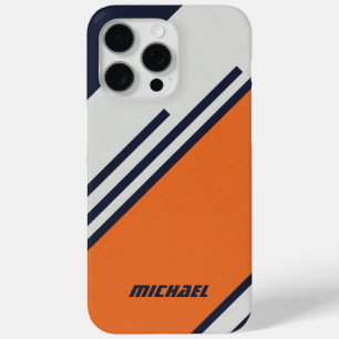Customised Retro Stripes in  Blue Orange  iPhone 15 Pro Max Case
