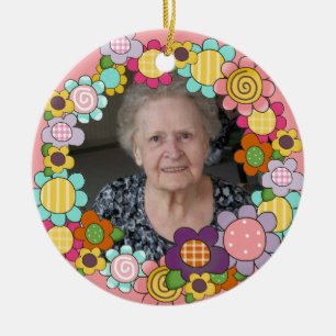 Customised Ring of Flowers Photo Ornament