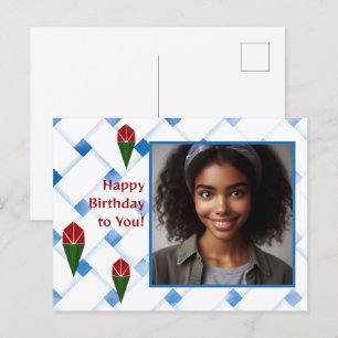 Customised Rose Weave Art Red Blue Green Birthday  Holiday Postcard