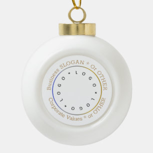 Customised Round Logo Photo Corporate Gold Silver Ceramic Ball Christmas Ornament