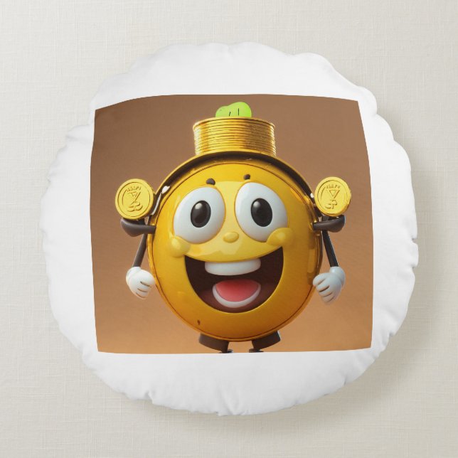 Customised round pillow cover, adding a fun . (Front)