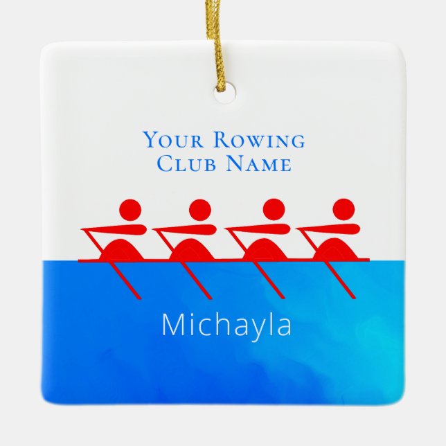 Customised Rowing Club Crew Christmas Ceramic Ornament (Front)