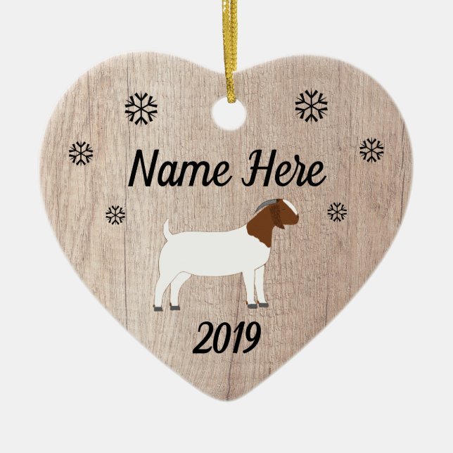 Customised Rustic Boer Goat Ceramic Ornament (Front)