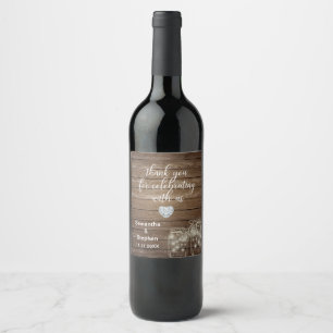 Customised Rustic Mason Jars Wood Hearts Wedding Wine Label
