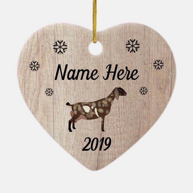 Customised Rustic Moon Spotted Nubian Goat Ceramic Ornament (Back)