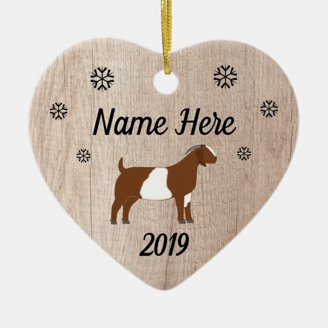 Customised Rustic Paint Boer Goat Ceramic Ornament (Front)