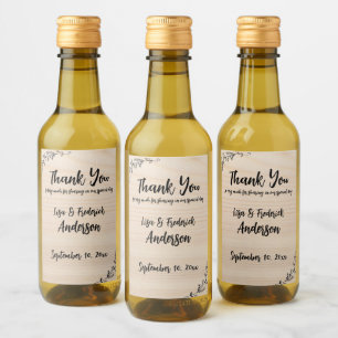 Customised Rustic Thank You from Couple  Wine Label