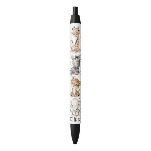 Customised Safari Animals Kids Black Ink Pen