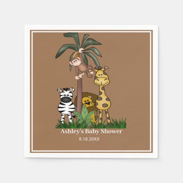Customised  Safari Jungle Baby Shower Napkin (Front)