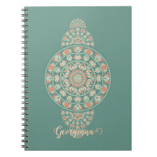 Customised Sage & Sand Retro Ornamental Mandala Notebook