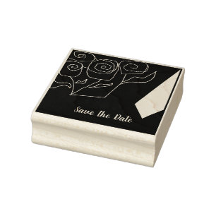 Customised Save the Date Red Roses and a Tie Rubber Stamp