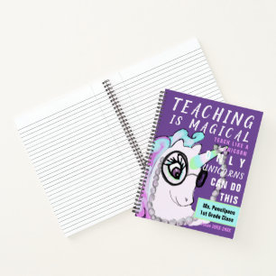 Customised School Teacher Unicorn Purple Magazine Notebook