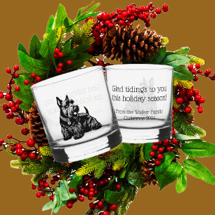 Customised Scotty Dog Christmas Rocks Whiskey Glass