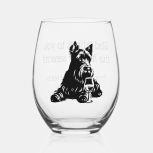 Customised Scotty Dog Holiday Wine Glass