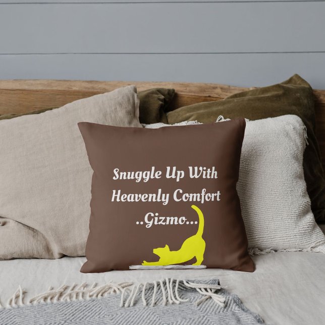 Customised Script Quote Pet Friend Cat Lover Brown Cushion (Creator Uploaded)