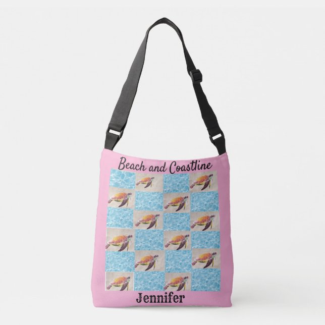 Customised Sea Turtle Sandbox Crossbody Bag (Front)