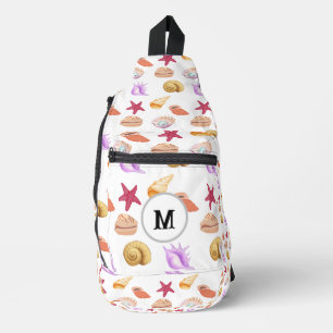 Customised Seashells Patterns in Blue Sea House Sling Bag