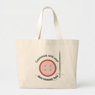 Customised Sewing Button and Needle Large Tote Bag
